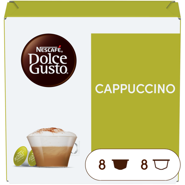 Front view of Cappuccino (16 pods) box